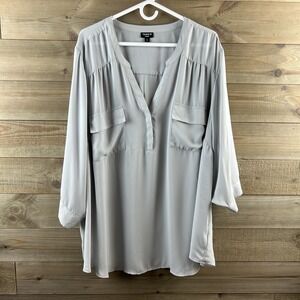 Torrid Womens Harper Blouse Georgette Pullover Roll Tab Sleeve Semi Sheer 5X